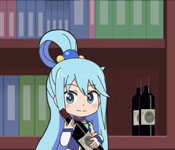 aqua grabbing the bottle of red stuff